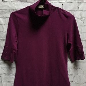 Athleta Purple Top Mock Turtleneck Short Sleeves S